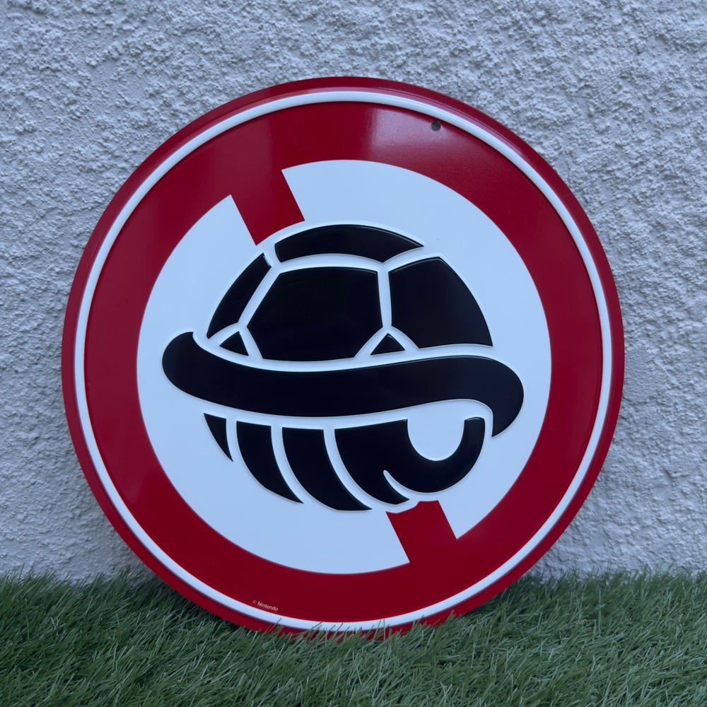 Nintendo Mario Kart Tin Sign Buzzy Beetle Shell No Shells Red Metal Wall Art 12"